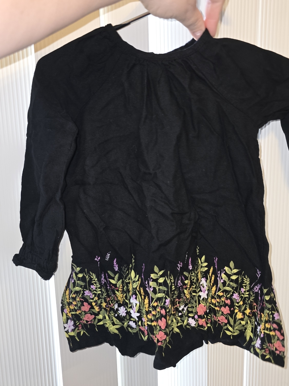 Old Navy - Girls - Black Floral Hem Long Sleeve Dress - 2T